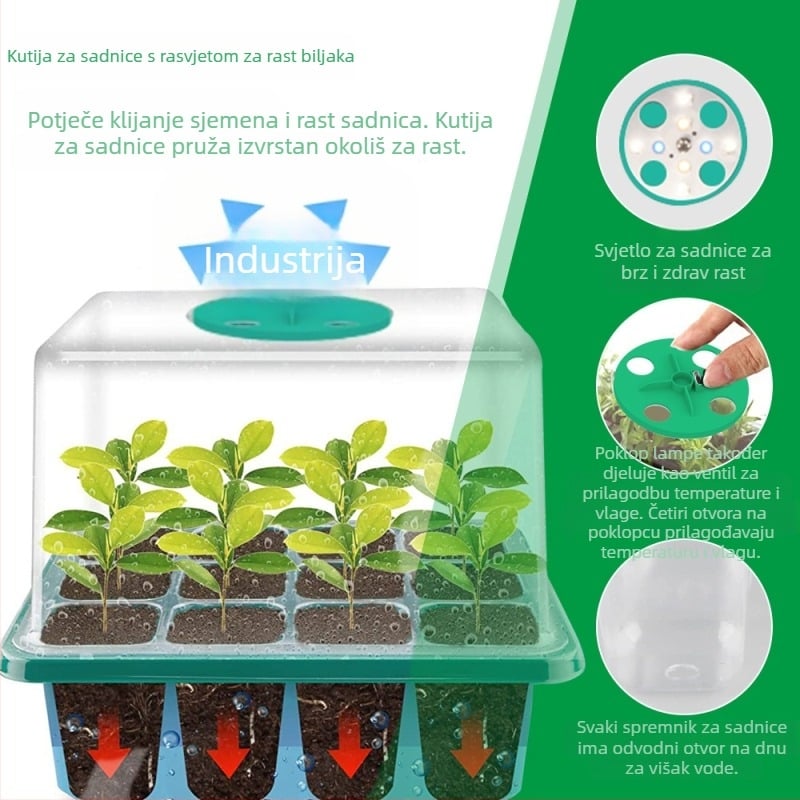 Kutija za sadnju/klijanje – plastika otporna na koroziju, 12 pretinaca, stolna ili podna upotreba, kućni vrt