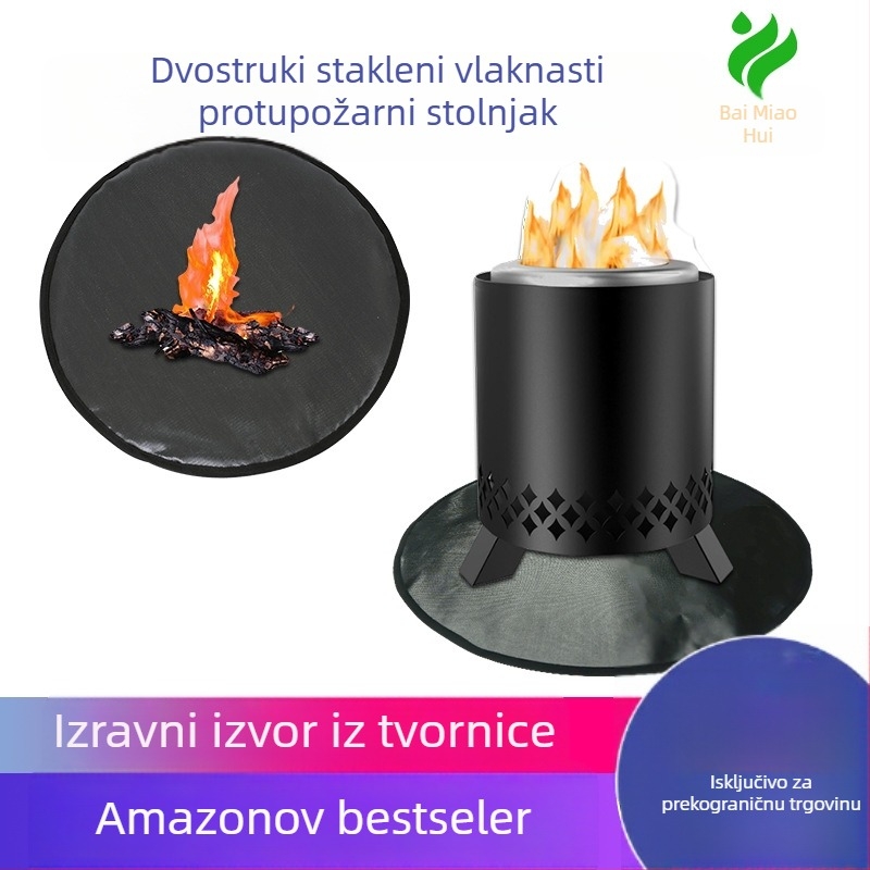 Okrugla protupožarna podloga za stol; otporna na plamen, visoka toplinska izolacija, otpornost na visoke temperature.