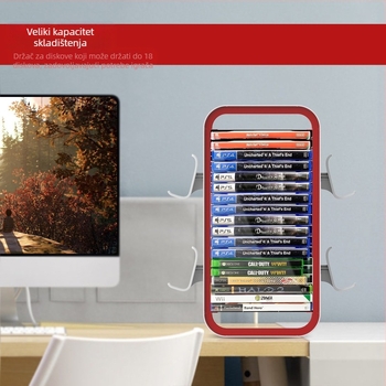 Držač diskova za Xbox i PS5, bambus okvir, model KP06, kompaktni regač za diskove, težina 1059 g