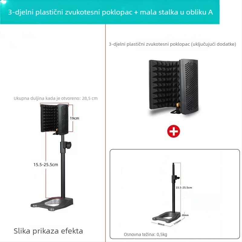 Audio dodaci: YALIMIC Mini pokrov za zvučnu izolaciju mikrofona s tri vrata