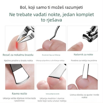 Set za njegu noktiju s kliještima za brazde nokta i alatom za urasli nokat — Sharp blade, plast + nehrđajući čelik, univerzalno