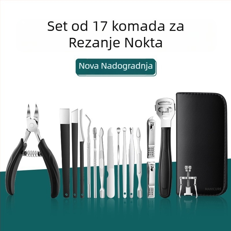 Set za njegu noktiju s kliještima za brazde nokta i alatom za urasli nokat — Sharp blade, plast + nehrđajući čelik, univerzalno