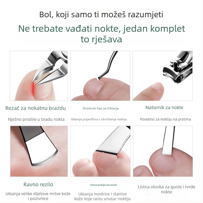 Set za njegu noktiju s kliještima za brazde nokta i alatom za urasli nokat — Sharp blade, plast + nehrđajući čelik, univerzalno