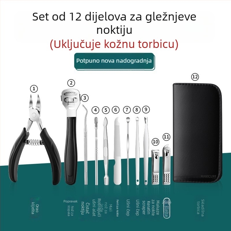Set za njegu noktiju s kliještima za brazde nokta i alatom za urasli nokat — Sharp blade, plast + nehrđajući čelik, univerzalno