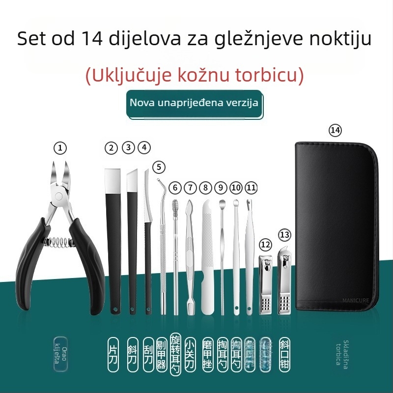 Set za njegu noktiju s kliještima za brazde nokta i alatom za urasli nokat — Sharp blade, plast + nehrđajući čelik, univerzalno