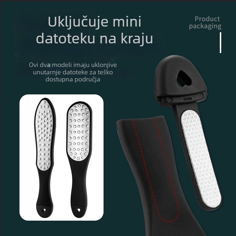 Dvojostrani brus za stopala od nehrđajućeg čelika, ABS/PP, pedikura alat, model SKU001362