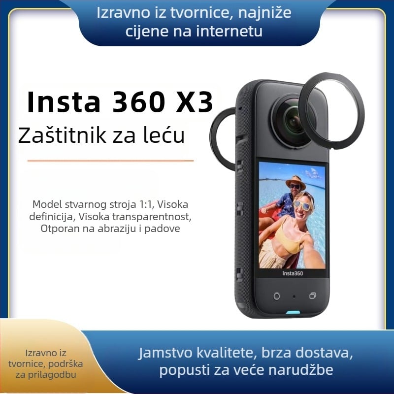 Ljepljivi panoramski zaštitni filter za objektiv Insta360 X3 — PC visoke tvrdoće, otporan na ogrebotine, 0,7 g