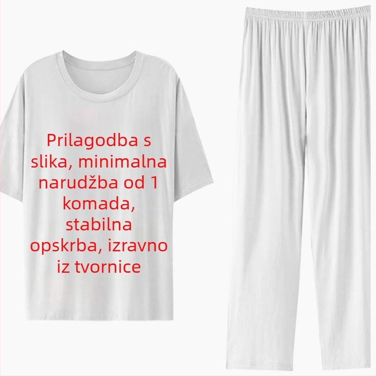 Ženski set pidžama s motivom leptira, okrugli izrez, 3/4 rukava, hlače; materijal: imitacija pamuka s 90–95% poliestera, srednje gustoće 181–200 g/m²
