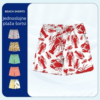 Muške plažne šorceve s 3D ocean printom, brzo se suše, materijal 95% poliester + 5% elastan, tkanina, ljeto 2025