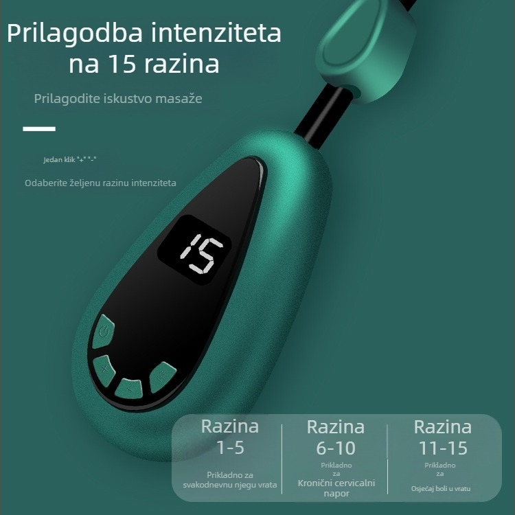 Cervikalni masažer s toplinskim kompresom i EMS mikrostrujom, baterijsko napajanje, model JZY-001, 58 g