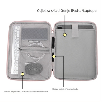 Kućište za iPad tablet s unutarnjim džepom, otporno na padove i vodootporno, PU materijal, podstava od kristalnog velura, jednobojno