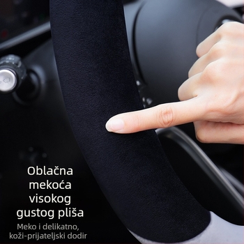 Navlaka za volan automobila - univerzalna prilagodba; umjetni pliš; panda dizajn; zimska upotreba; protuklizno