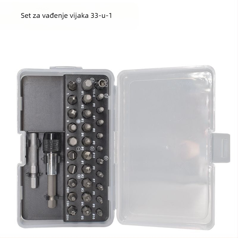 Set ekstraktora za vijakove, 33 komada, krom-vanadij čelik, ratchet-type, za uklanjanje oštećenih vijaka