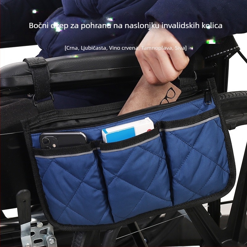 Torba za invalidska kolica s bočnim naslonom – viseća torba, model KSYS109; materijal: 80% poliester + 20% pamuk; debljina: 0,2 cm