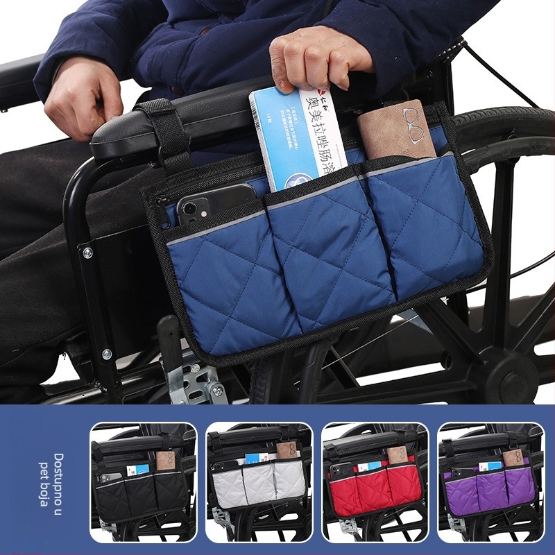 Torba za invalidska kolica s bočnim naslonom – viseća torba, model KSYS109; materijal: 80% poliester + 20% pamuk; debljina: 0,2 cm