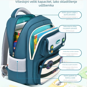 Ranac za osnovnu školu Big Tail Cat 6917, Oxford platno, prozračan, vodootporan, otporan na habanje, zakrivljene naramenice