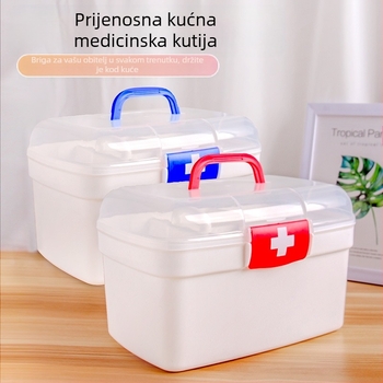 Plastična kutija za lijekove za kućnu upotrebu, prenosni organizator lijekova, model Y01, s tiskanim logom, pakiranje 36 kom