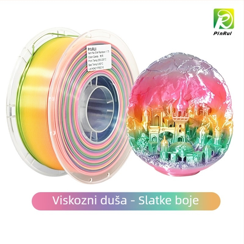 Pinrui 3D filament za ispis — PLA s glatkim završnim slojem, kružni presjek, gustoća 1.24