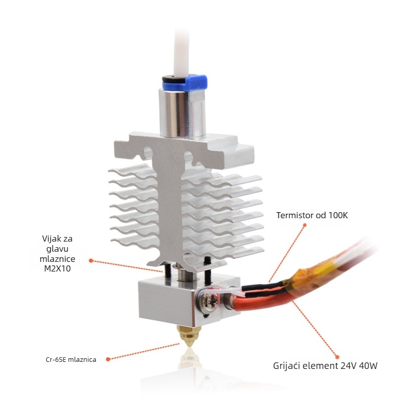 Komplet mlaznica od cijelog metala s poboljšanjem za Ender-3 Neo, V2 Neo i Max Neo, 24V 40W