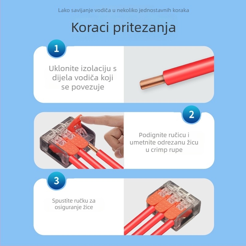 Brzi spojni terminal za paralelno i grananje žica, 2345 rupe, 1 ulaz-1 izlaz, s brzim konektorskim zateznim klipsom