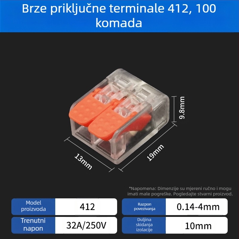 Brzi spojni terminal za paralelno i grananje žica, 2345 rupe, 1 ulaz-1 izlaz, s brzim konektorskim zateznim klipsom