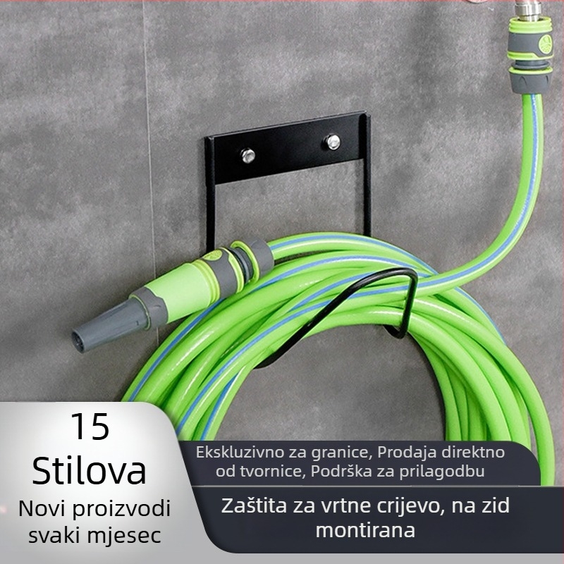 Kovana željezna polica za vodovodne cijevi, zidni navijač za crijevo i prostor za odlaganje za vrt, balkon i dvorište