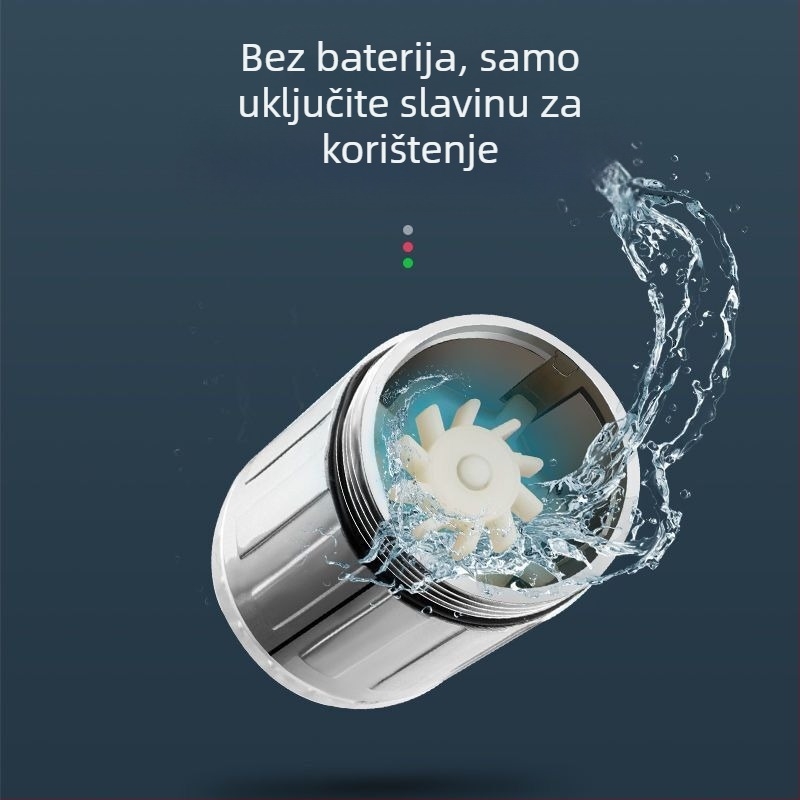 Kuhinjski kohout s produženjem protiv prskanja, LED senzor temperature mlaznice, filter za pranje povrća i tuš, model 017, ABS materijal, ručna montaža, površinska obrada injekcijskim oblikovanjem, moderni minimalistički stil