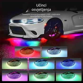 Automobilska LED RGB lampica za šasiju s Bluetooth APP upravljanjem i glasovnim aktiviranjem, 12V, 15W, PVC