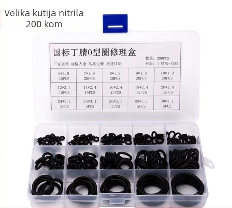 Set za popravak O-prstena: nitrilna guma, fluor guma i silikon; za visoke temperature hidrauličke vodonepropusne sustave