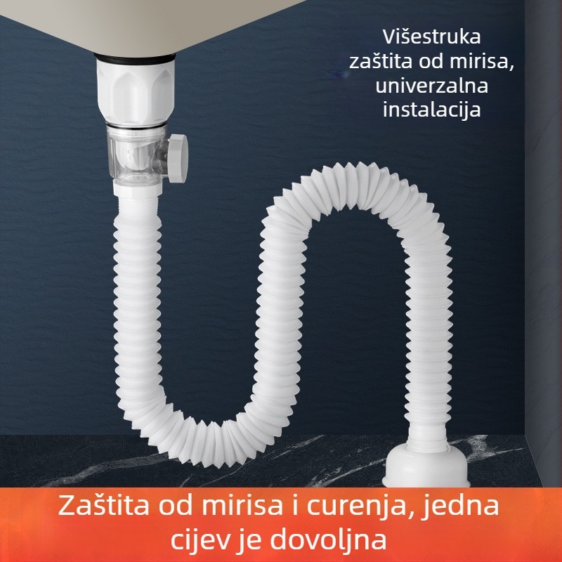 Flap tip odvodnje za umivaonik, S-oblik, model 2233 – univerzalni, moderni minimalistički dizajn