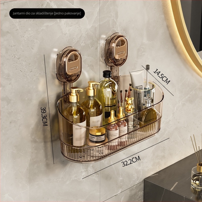 Držač za skladištenje na zidu s vakuumom, bez bušenja, za kuhinju i kupaonicu, višenamjenski s odvodnim policama — Materijal: plast; Marka: Mi hao; Kutija: 10 kom; Stil: svijetli luksuz