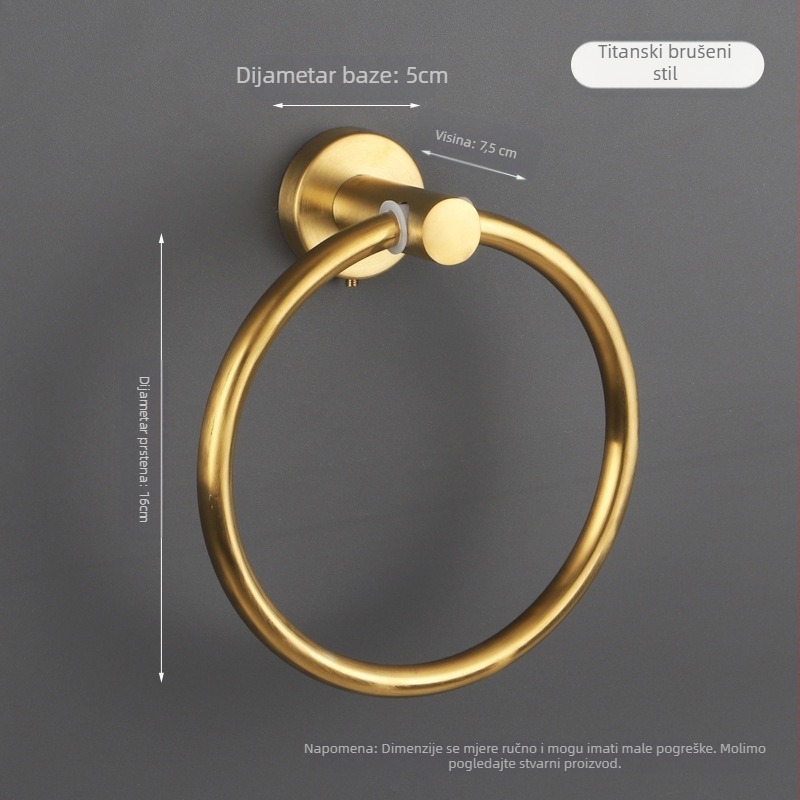 Držač ručnika od nehrđajućeg čelika 304, sjajna površina, nosivost 10 kg, set kupaonskog pribora