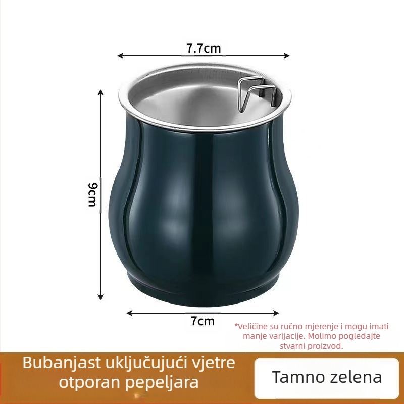 Pepeljara u obliku bubnja od nehrđajućeg čelika, za dnevni boravak | minimalistički, lagani luksuz; Otisak logotipa; Mogućnost personalizacije; Podrijetlo: Chaozhou