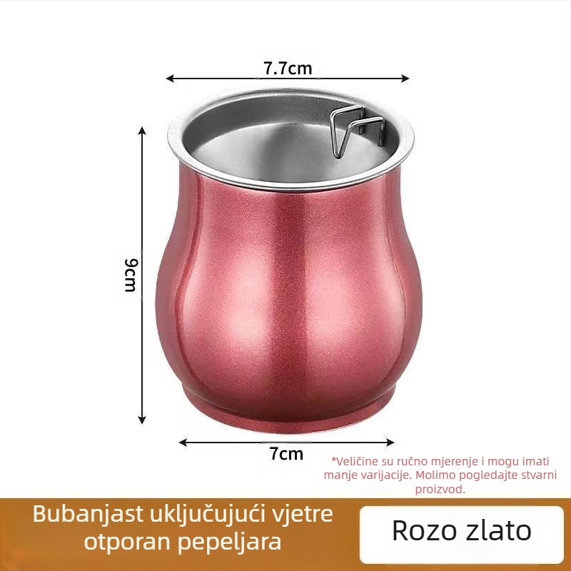 Pepeljara u obliku bubnja od nehrđajućeg čelika, za dnevni boravak | minimalistički, lagani luksuz; Otisak logotipa; Mogućnost personalizacije; Podrijetlo: Chaozhou
