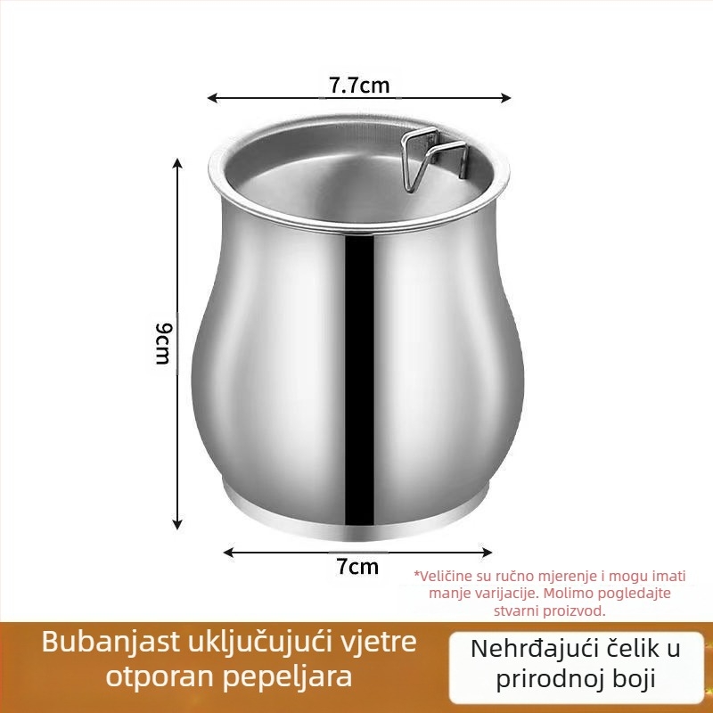 Pepeljara u obliku bubnja od nehrđajućeg čelika, za dnevni boravak | minimalistički, lagani luksuz; Otisak logotipa; Mogućnost personalizacije; Podrijetlo: Chaozhou