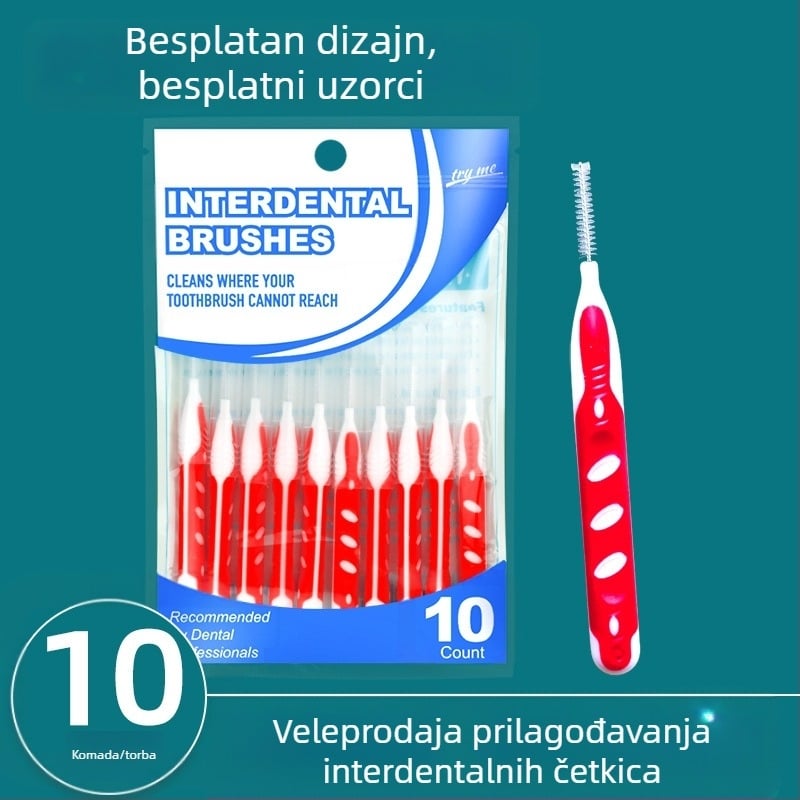 Ortodonska interdentalna četkica, set od 10 komada, ultra-fine mekane vlasi, žica od nehrđajućeg čelika