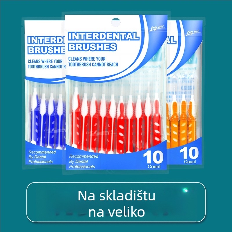 Ortodonska interdentalna četkica, set od 10 komada, ultra-fine mekane vlasi, žica od nehrđajućeg čelika