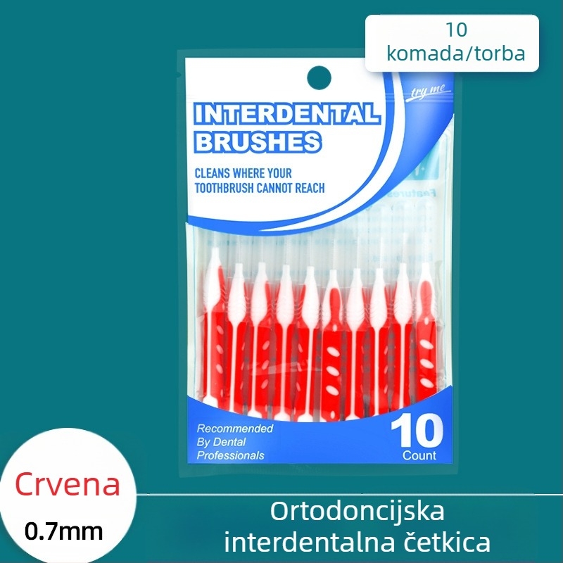 Ortodonska interdentalna četkica, set od 10 komada, ultra-fine mekane vlasi, žica od nehrđajućeg čelika