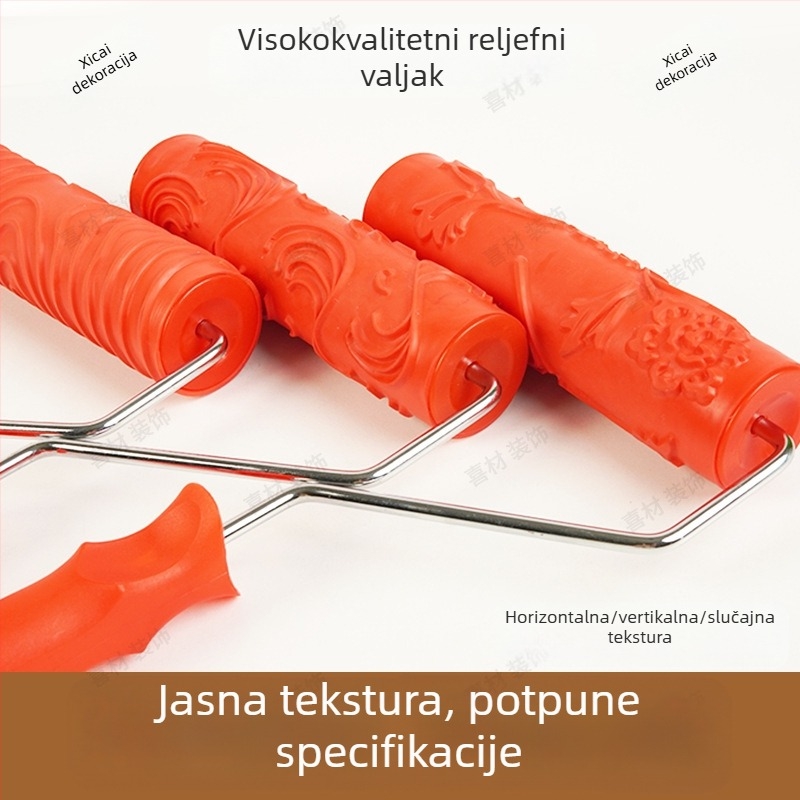 Ugravirani gumeni valjak za bojanje s nasumičnom teksturom; orijentacije: vodoravna i okomita; Marka: Beautiful and good; Radna površina: 46