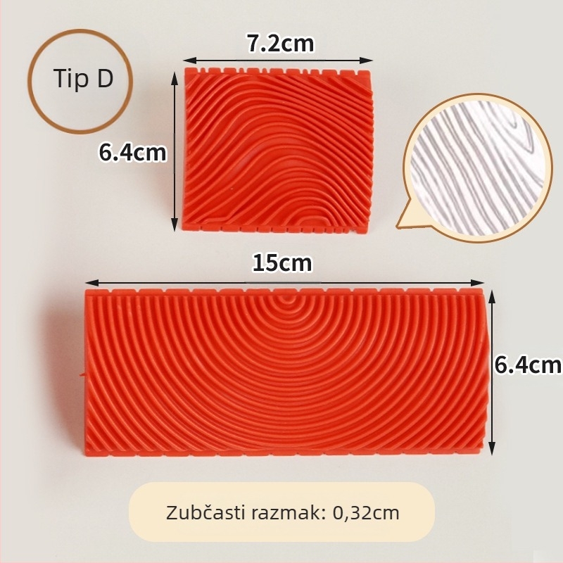 Ugravirani gumeni valjak za bojanje s nasumičnom teksturom; orijentacije: vodoravna i okomita; Marka: Beautiful and good; Radna površina: 46