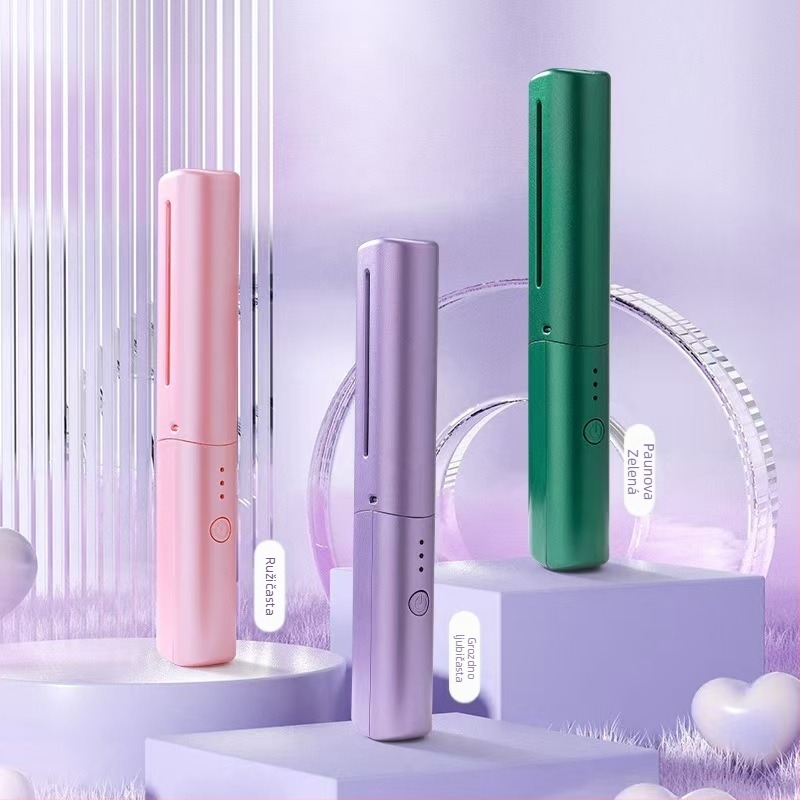 Bežično glačalo za kosu i uvijač s negativnim ionima, dvostruka upotreba, prijenosno, s turmalin keramickim grijačem, 10 razina kontrole temperature, 45 W, 110–220 V