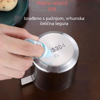 Set od tri šalice za kavu od nehrđajućeg čelika 304, dvostruko stijenke, uz pladanj za žličice, za ured ili kafić