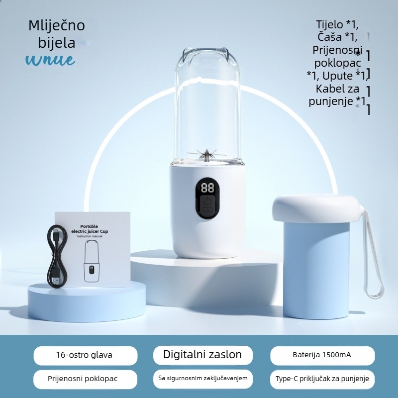 Prijenosna čaša za cijeđenje s USB napajanjem, 40W, 401–600 ml, 5+ oštrica, ugrađena baterija