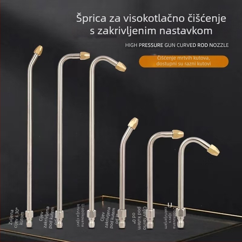 Visokotlačna prskalica za automobile s produženim štapom i savitljivim kolenom — 1/4 brzi spoj, nehrđajući čelik i bakar, mlaznica 11 mm, kompatibilno s visokim tlakom, 150 g