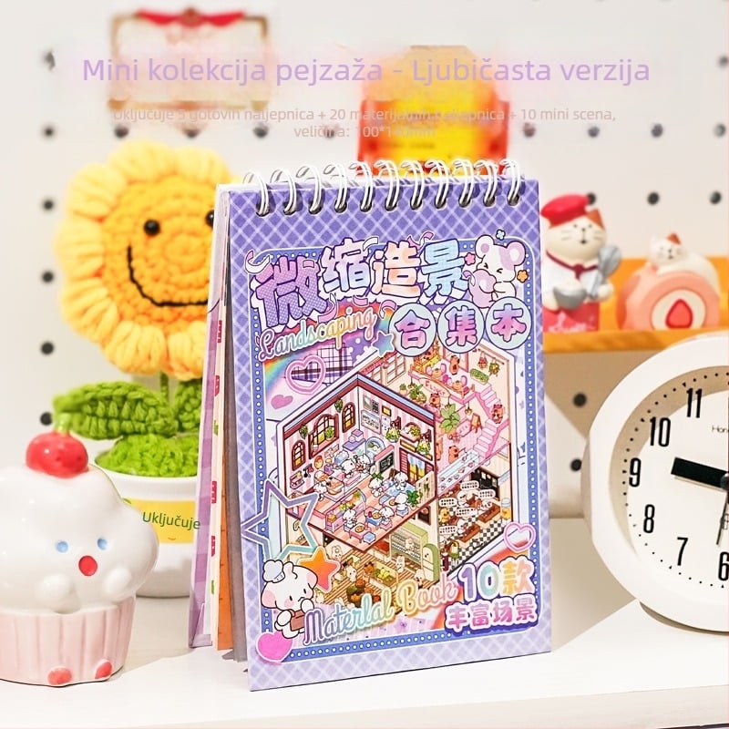 DIY knjiga naljepnica za mini pejzaže s 3D složenim scenama - crtani stil, Paper PET materijal, Tisak, Brend Xihe Culture