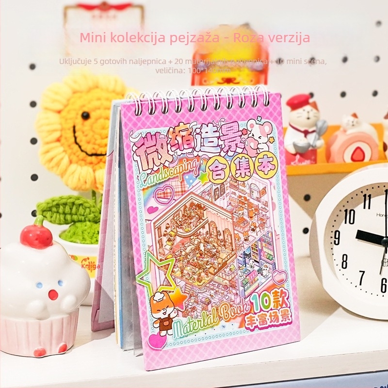 DIY knjiga naljepnica za mini pejzaže s 3D složenim scenama - crtani stil, Paper PET materijal, Tisak, Brend Xihe Culture