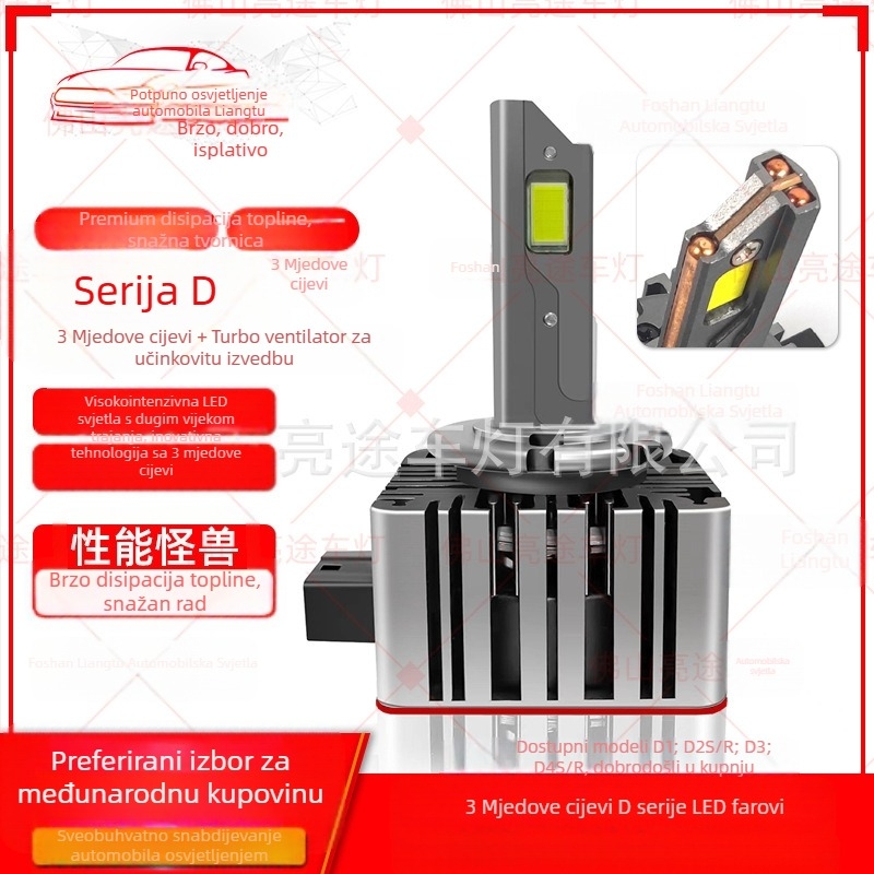 D serije LED farova s 3 bakrene cijevi, 55W, 12V, IP68, 12000 lm