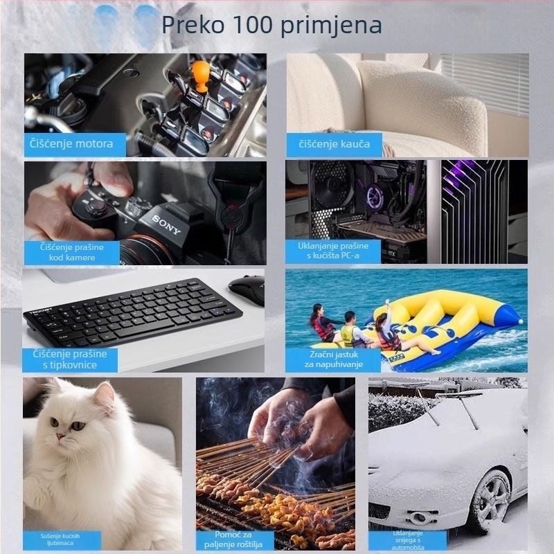 Ručni bežični vanjski puhač prašine i usisavač s brushless motorom, 3 brzine, ugrađena baterija 2000–4000 mAh