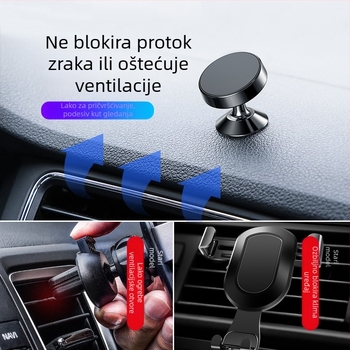 Držač mobitela za auto navigaciju - magnetski držač s 360° rotacijom, aluminijski nosač ploče, universalni auto držač