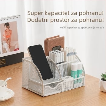 Metalni držač za olovke sa sedam odjeljaka i mrežastim dizajnom za stolni organizator, mogućnost prilagodbe